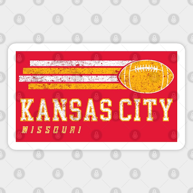 Kansas City Football Retro Vintage Stripes Magnet by Ruffeli